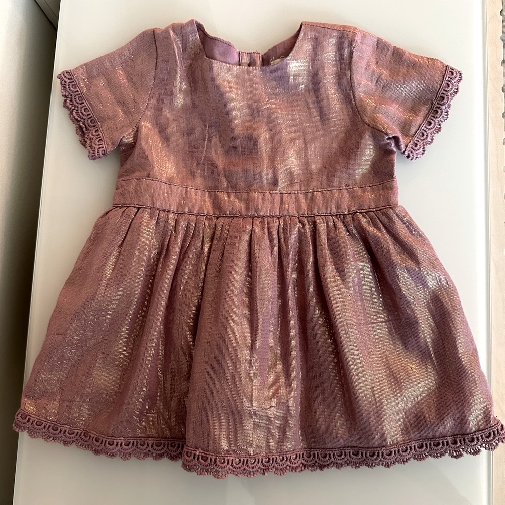 Peek Baby Sheen Purple Dress with scalloped edges (size 3-6 months)